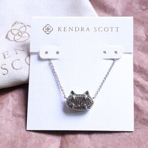 Kendra Scott Elisa Cat Silver Pendant Necklace Platinum Drusy